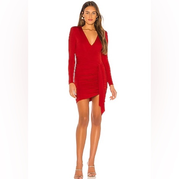 Kyra Deep V Drapey Mini Dress - Picture 1 of 6